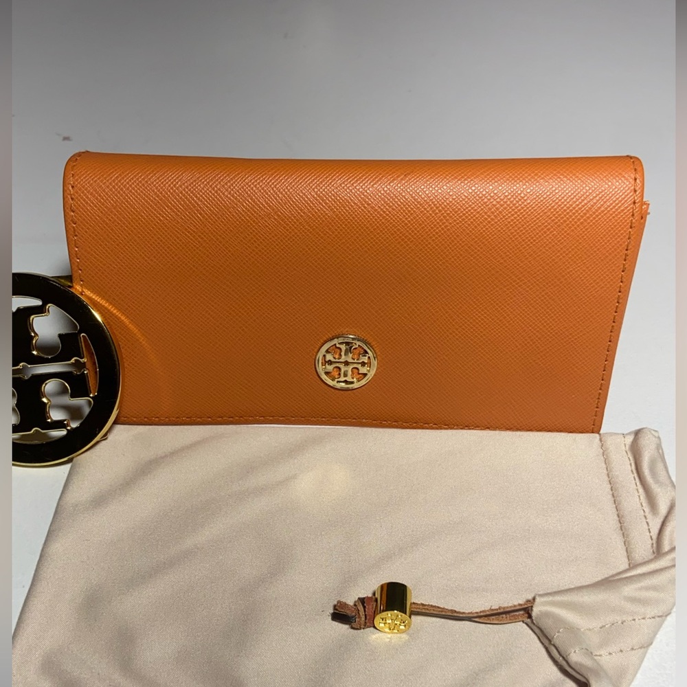 Tory Burch Saffiano Leather Sunglasses Eyeglasses Case Gold Logo with Pouch - Picture 15 of 15